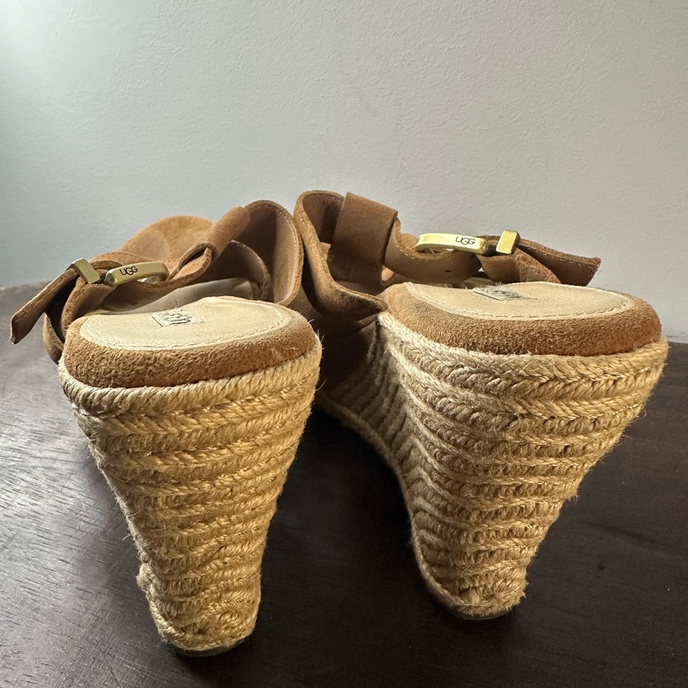 UGG Women's Brown Suede Wedge Mules - Picture 3 of 3